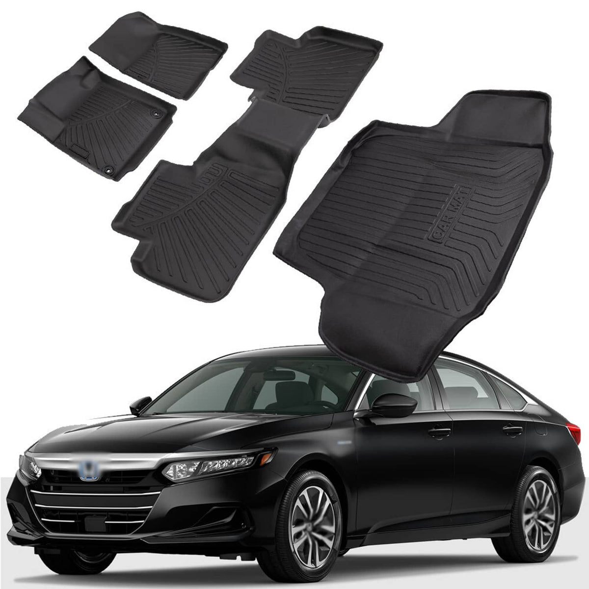 Solidspare All Weather TPE Floor Mats & Cargo Liner Set For 2018-2022 Honda Accord Sedan