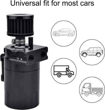 Solidspare Universal Oil Catch Can Reservoir Tank Kit With Breather Filter w/ NBR Fuel Hose