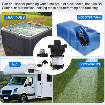 Solidspare 3.0 GPM 12V 55 PSI Water Pump For Camper RV Shower Sprayer 4008-101-A65