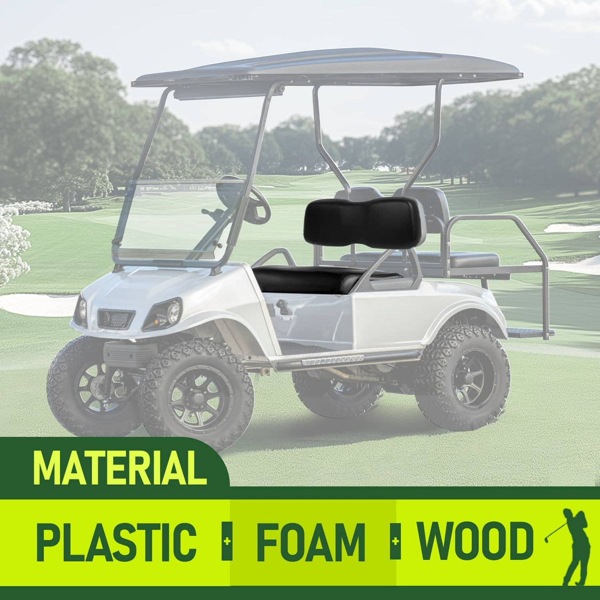 Solidspare For Club Car DS 2000.5-up Golf Cart Front Seat Back & Bottom Cushion Assembly