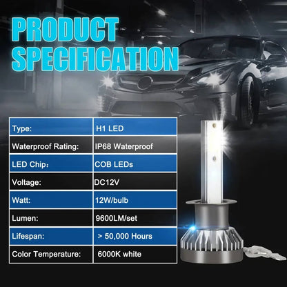 Solidspare 4Pcs H1 LED Headlight Bulbs Conversion Kit High Low Beam 6000K Xenon Super White