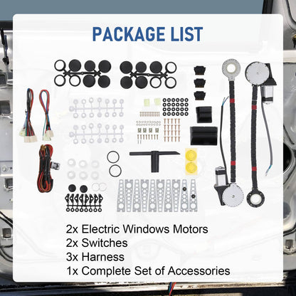 Solidspare Universal Electric Power Window Lift Regulator Conversion Kit for 2 Door Pickup