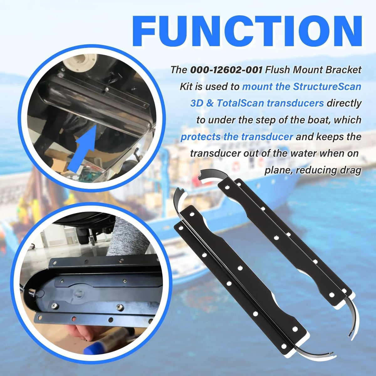 Solidspare 000-12602-001 Flush Mount Bracket Replace for Lowrance SS3D & TTLSCN Skimmer
