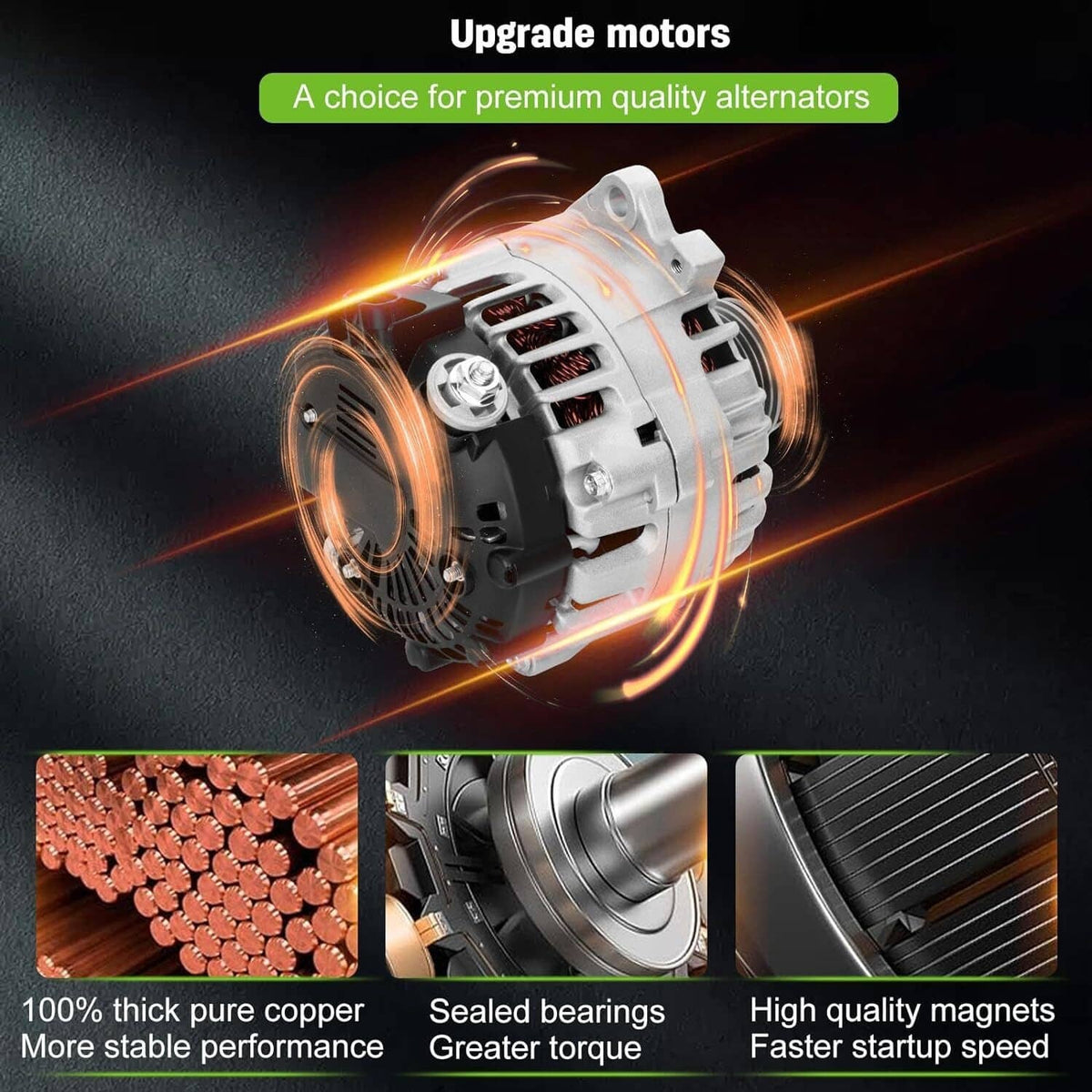 Solidspare New Alternator for 2007 2008 2009 Nissan Altima Sentra 2.5L 23100-JA02A 11258