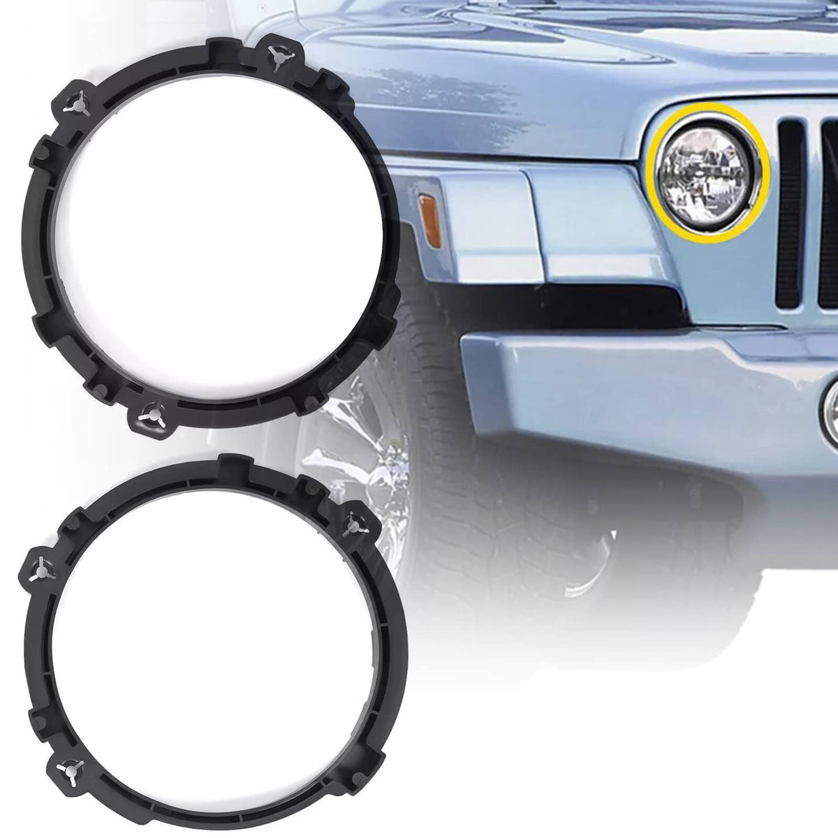 Solid Spare Black 7" Headlight Replacement Mount Bracket Ring Fit Jeep Wrangler 1997-2006