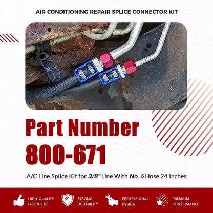 Solidspare 800-671 A/C Line Splice Kit for 3/8” Line With No.6 Hose 24" Line to Hose Repair