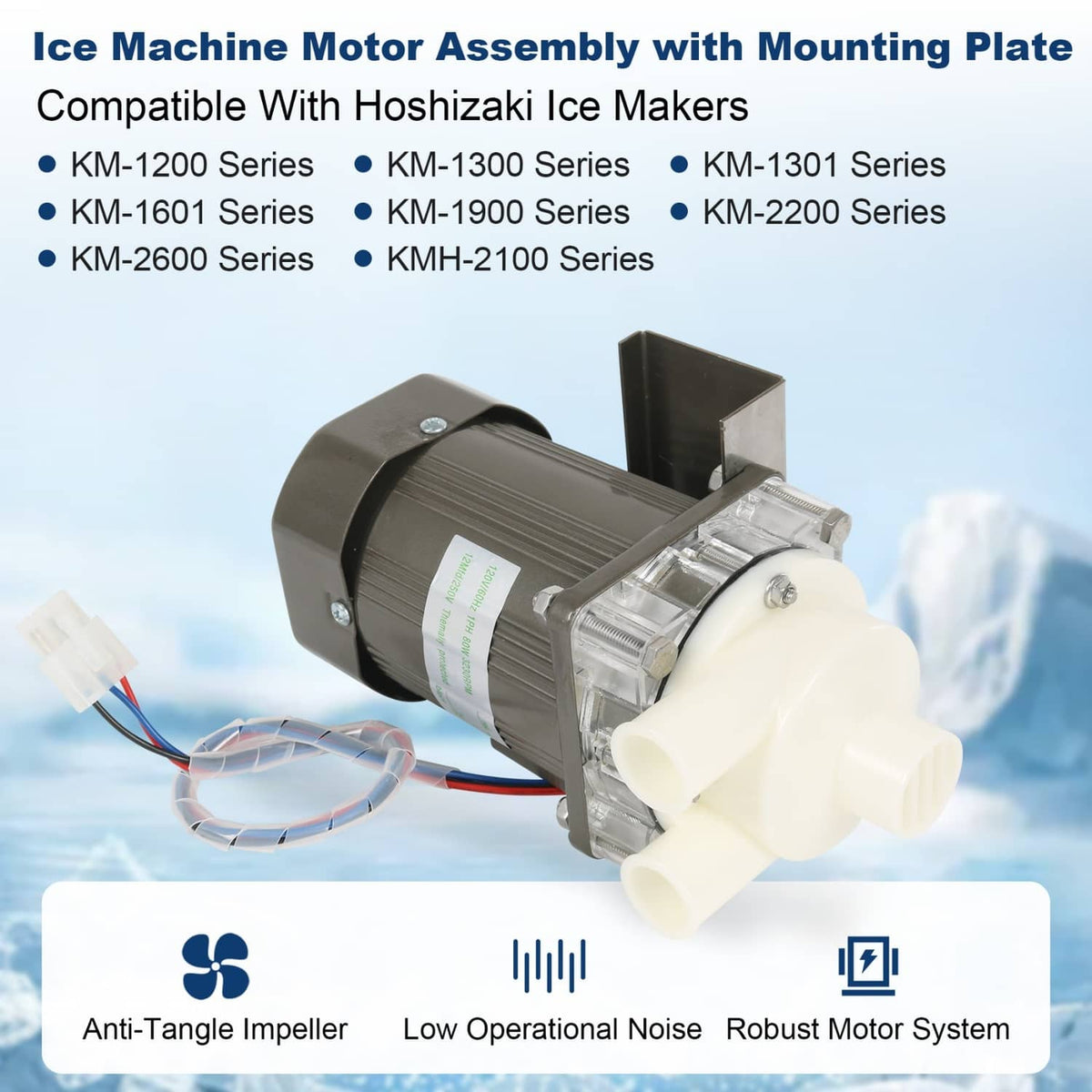 Solidspare S-0731 Water Pump for Hoshizaki, Ice Machine Motor Assembly with Mounting Plate