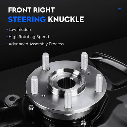 Solidspare New Front Steering Knuckles & Wheel Hub Bearings for 2009-2012 Honda Accord TSX