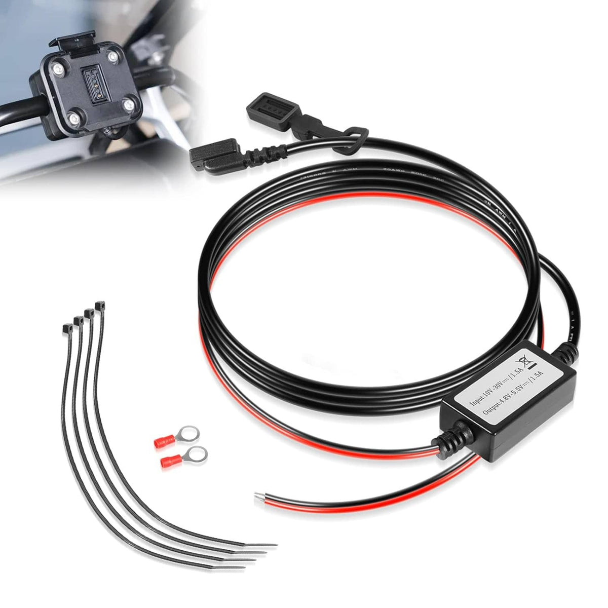 Solidspare 010-12953-03 Motorcycle Power Cable for Garmin Tread and zūmo XT Navigators 5.5"