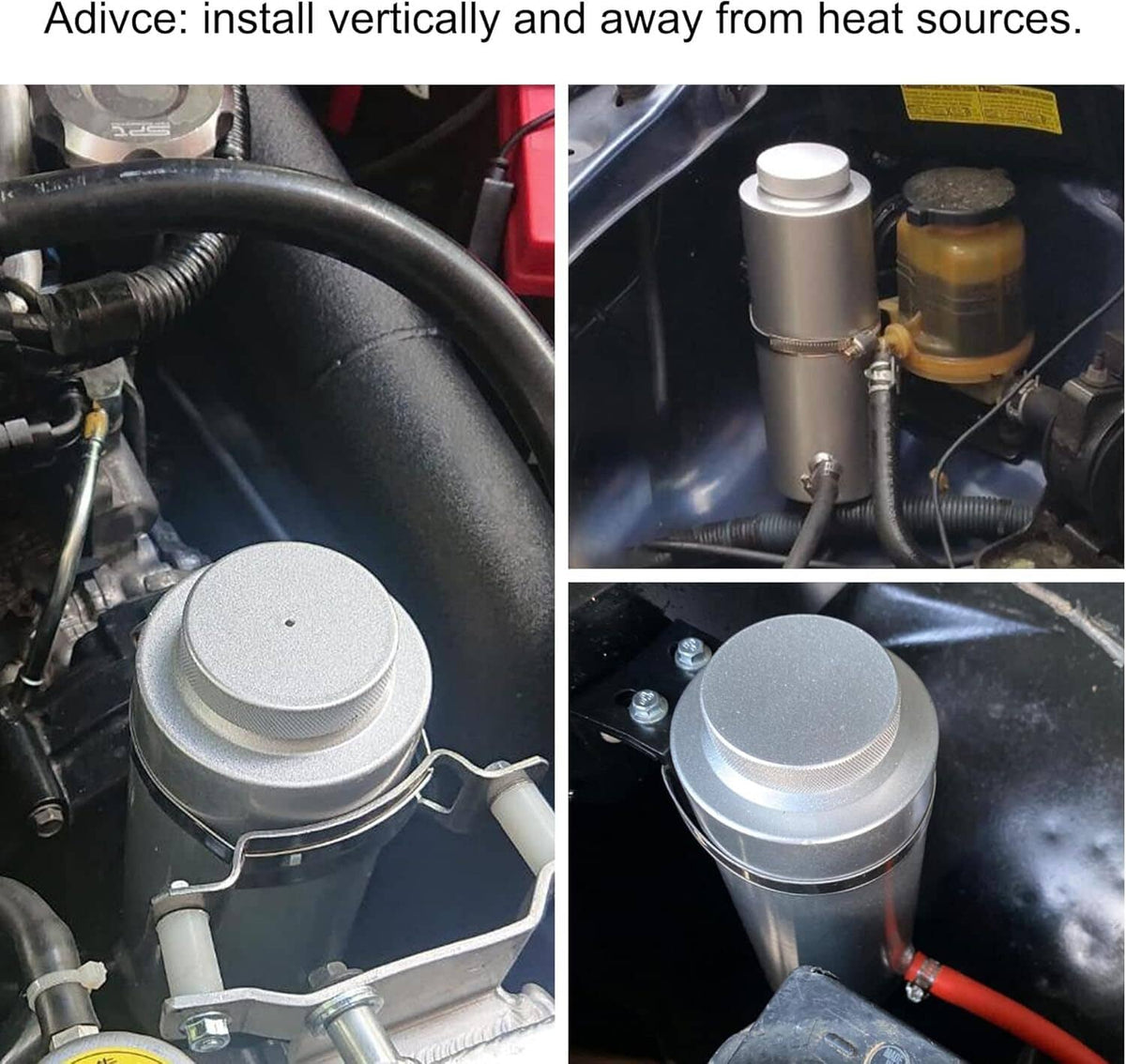 Solidspare Universal Radiator Coolant Catch Tank Overflow Reservoir 800ml Silver Aluminum