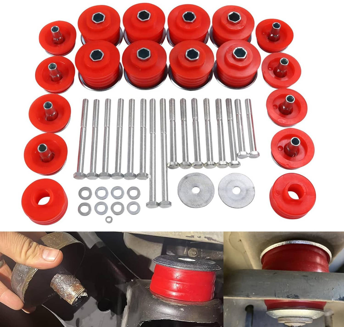 Solidspare Red Body Mount Bushing Kit for Ford Super Duty F350 2008-2016 2WD 4WD KF04060BK