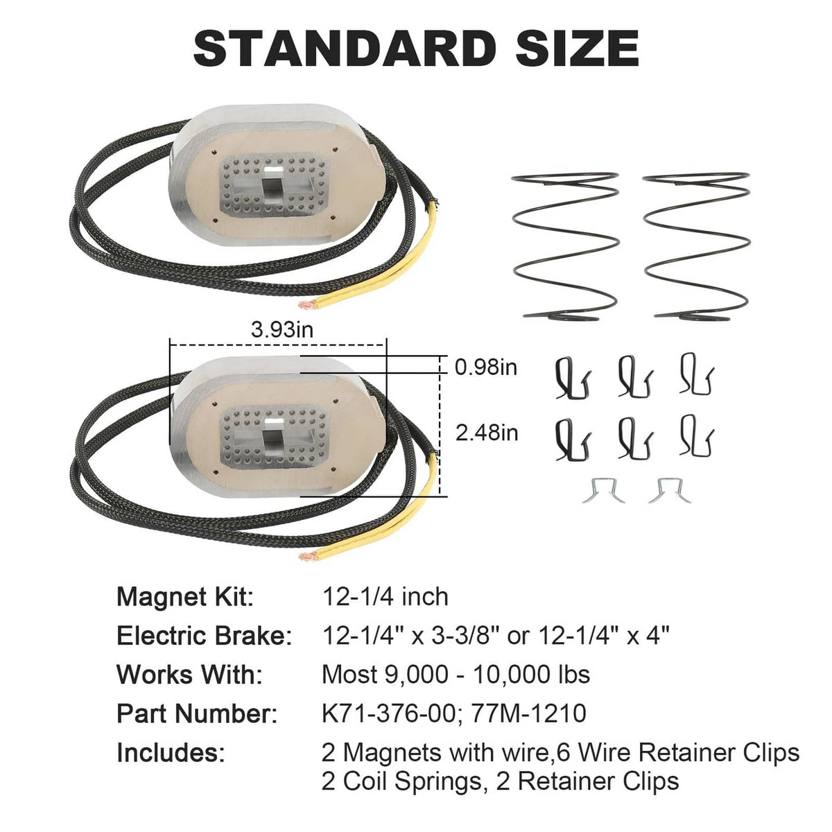 Solidspare 2pcs 12-1/4"x3-3/8 Electric Trailer Brake Magnet Replacement Kits for 10K axle