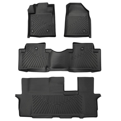 Solidspare 3D TPE Liners Fit For Honda Pilot 4 Doors 2016-2022 Black 4PCS 3 Rows Floor Mats