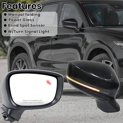 Solidspare Passenger Side Mirror w/BSM Power Turn Signal Light For 2017-2024 Mazda CX-5