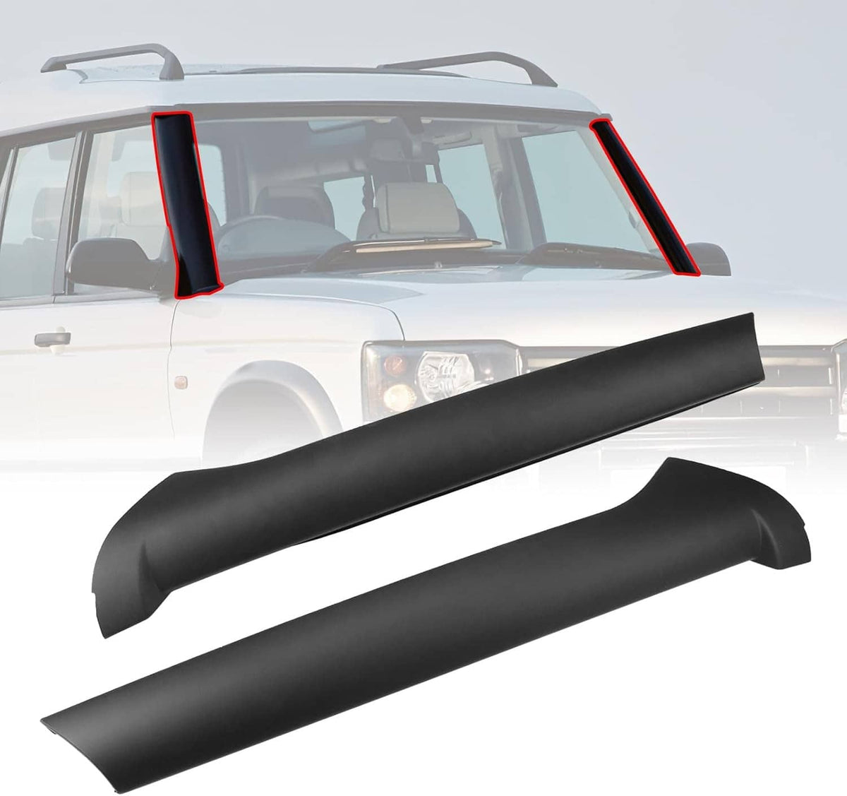 Solidspare Pair Windscreen Pillar Moldings & Rivets For Land Rover Discovery 1999-2004