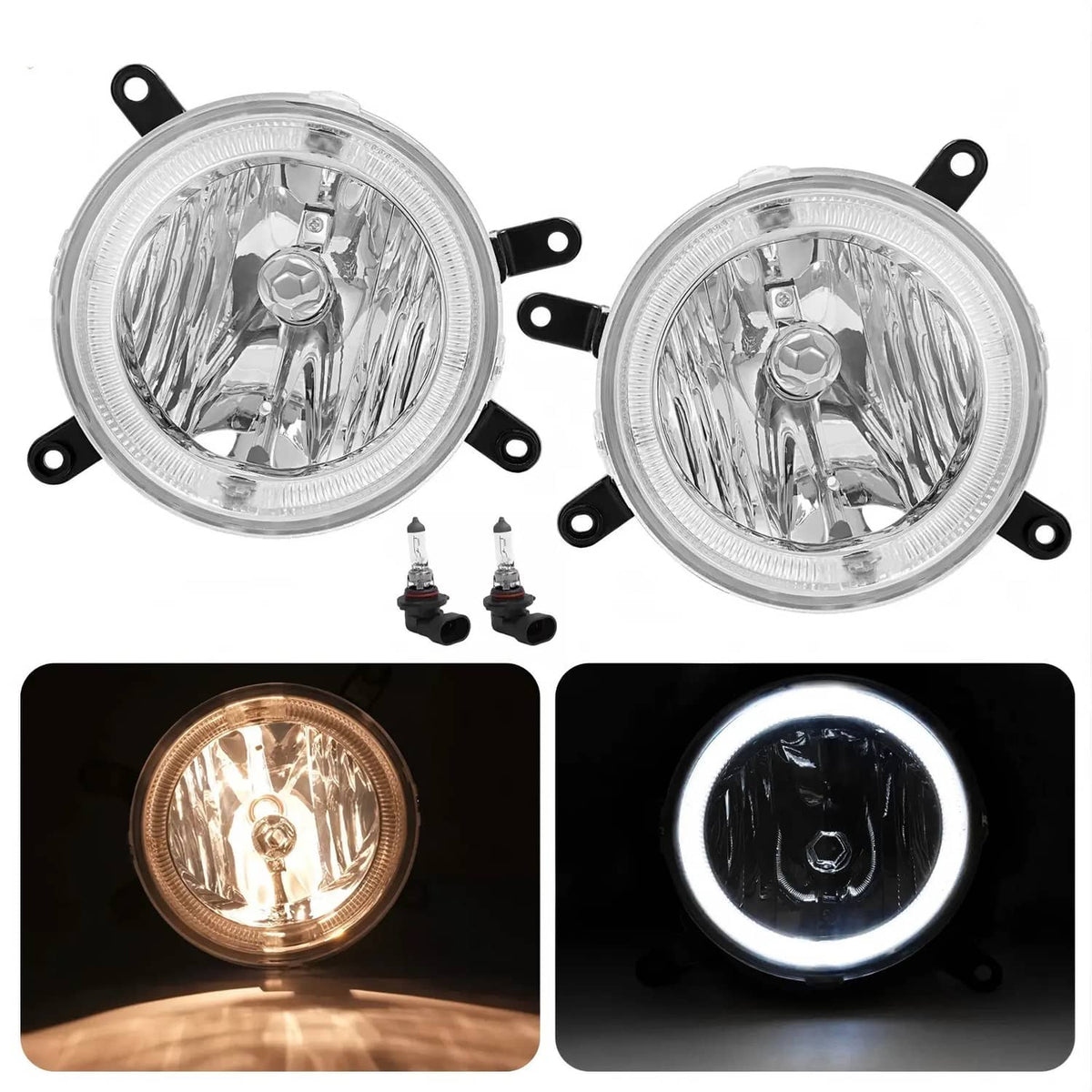 Solid Spare For Ford Mustang GT 2005-2009 Clear Halo Fog Lights Driving Bumper Lamps Pair
