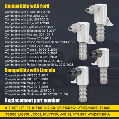 Solidspare 4PCS Variable Valve Timing Solenoid Fit Ford F-150 Ford Explorer 3.5L 2011-2017