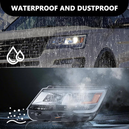Solidspare Pair Headlights Assembly LH+RH For 2016-2019 Ford Explorer Chrome w/ LED DRL