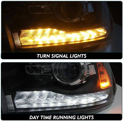 Solidspare For 2009-2018 Dodge Ram 1500 2500 3500 Black Projector Headlights with LED DRL