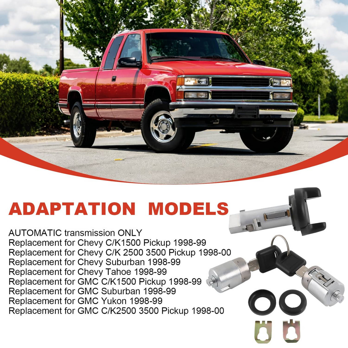 Solidspare Ignition Key Switch Cylinder & Door Lock With Set 2 Keys For Chevy GMC Pickup