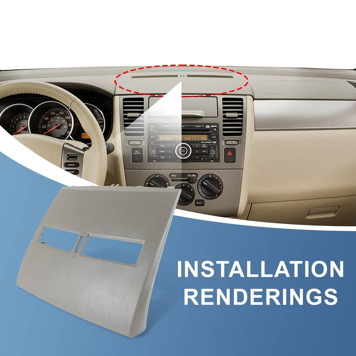 Solidspare For 07-12 Nissan Versa Center Dash Console Instrument Panel Cluster Lid Bezel