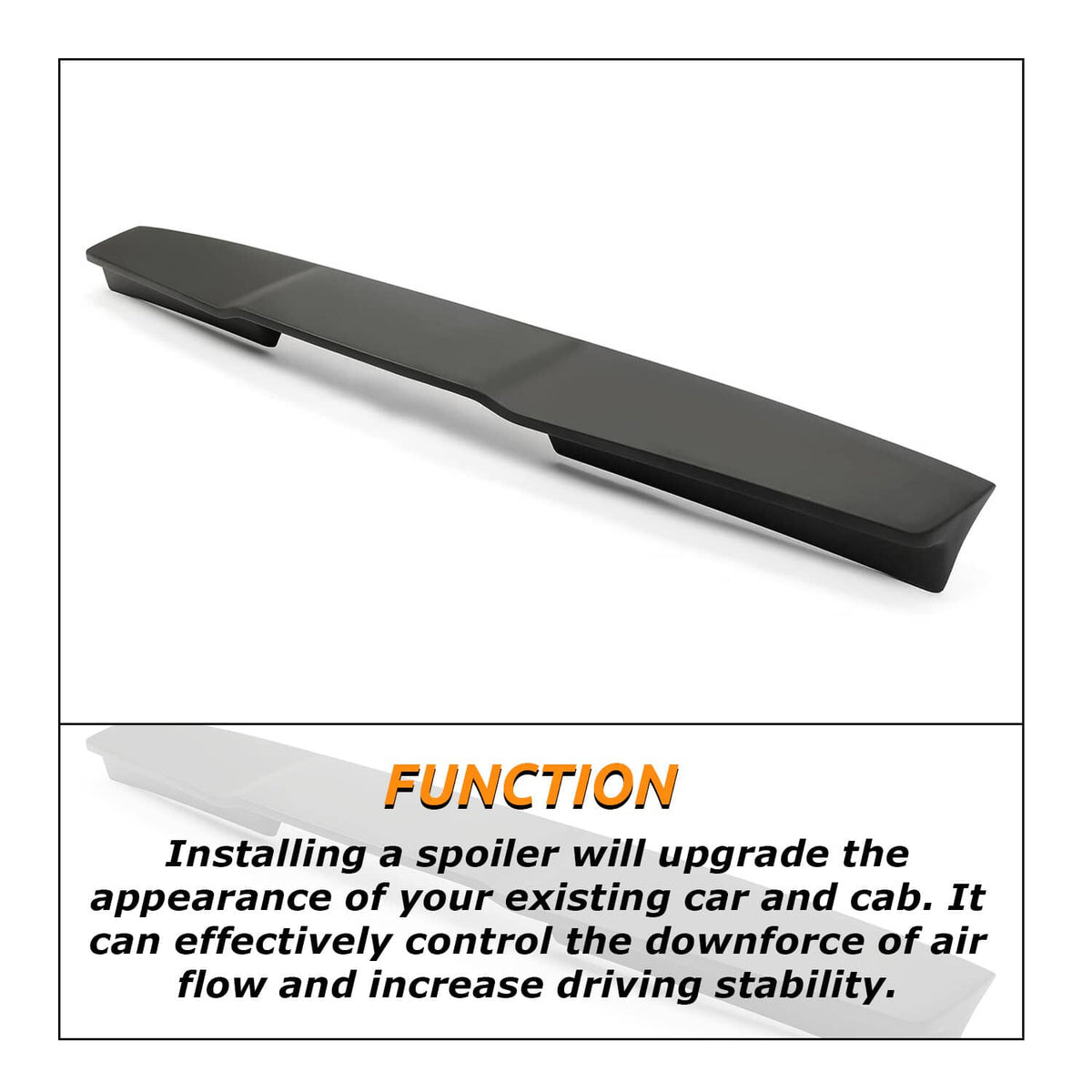 Solid Spare For Ford F-150 F150 2015-2020 Black Cab Wing Rear Window Trunk Roof Spoiler Lip