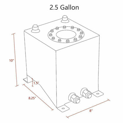 Solidspare 2.5 Gallon Aluminum Level Racing Sender Drift Fuel Cell Gas Tank Universal
