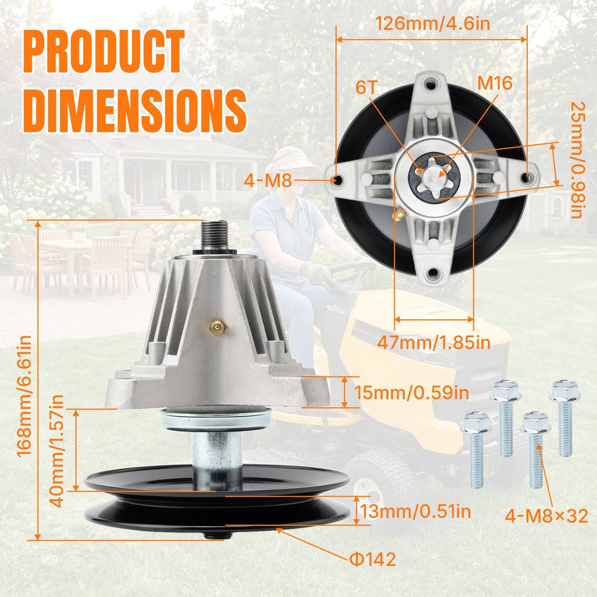Solidspare For MTD Cub Cadet XT2-LX42 XT2LX42 KH KW Enduro 42" Spindle w/ Pulley Blade Kit