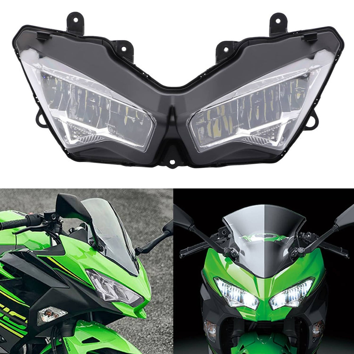 Solidspare Motorcycle LED Headlight Assembly For Kawasaki Ninja 400 2018-2024 650 2020-2024