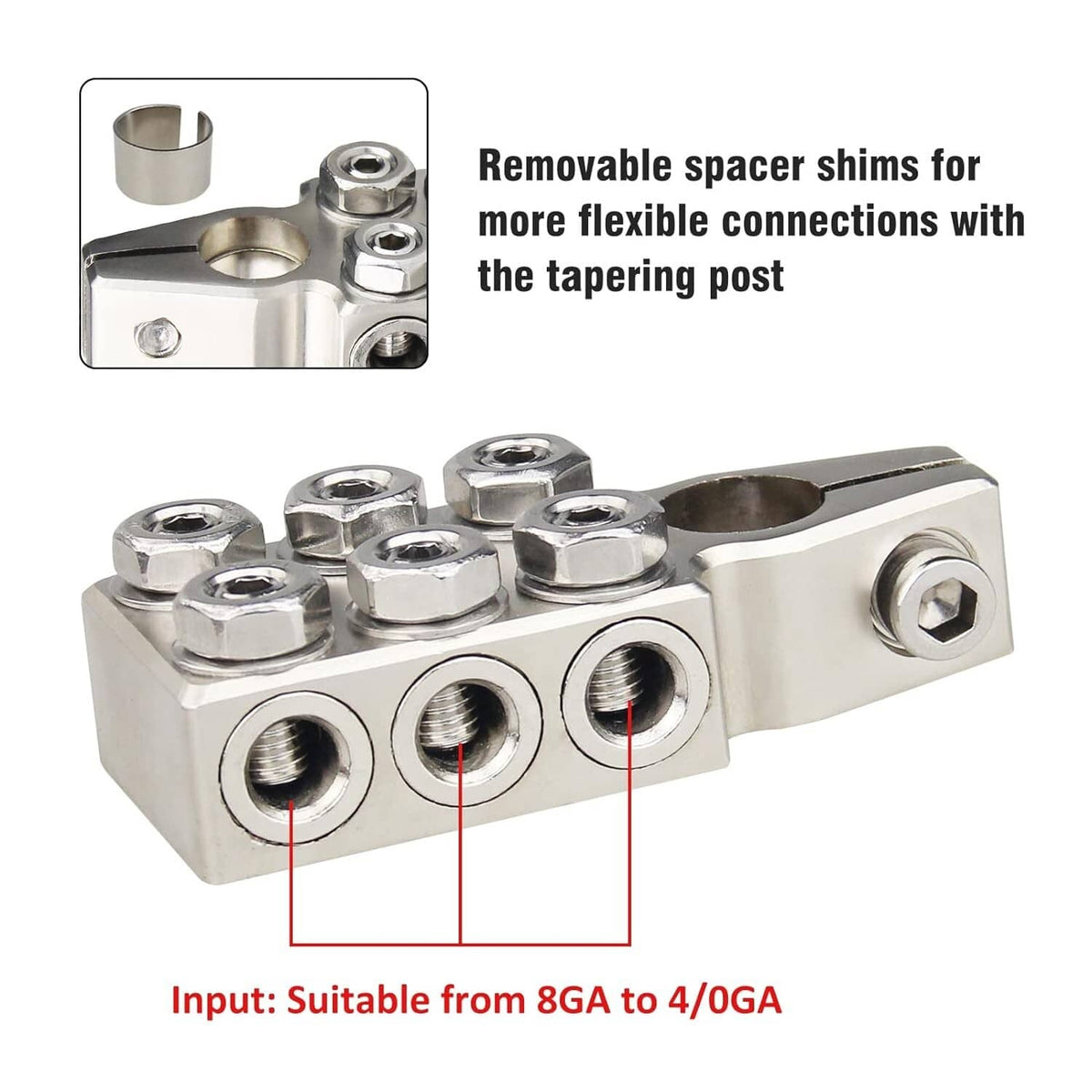 Solid Spare Battery Terminal Connectors, 12-Way Battery Terminal Clamps, Battery Terminals