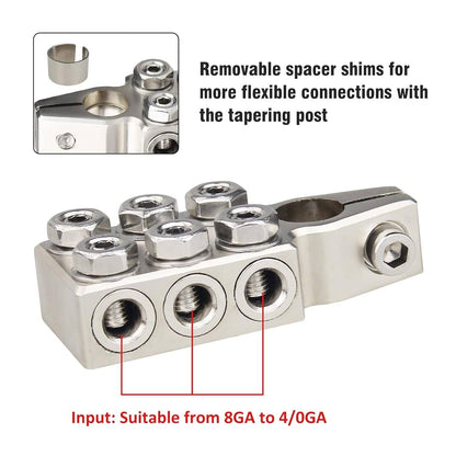 Solid Spare Battery Terminal Connectors, 12-Way Battery Terminal Clamps, Battery Terminals