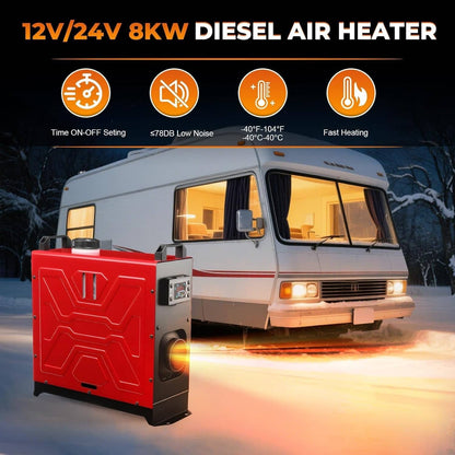 Solidspare 8KW Diesel Air Heater 12V/24V APP Bluetooth & 110V AC Adapter For Car RV Indoors