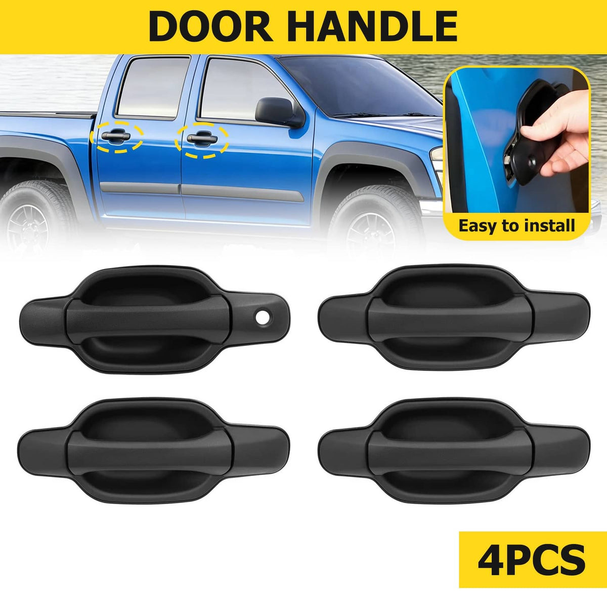 Solid Spare For Chevrolet Colorado/GMC Canyon 2004-2012 Outer Door Handle Replacement 4Pcs