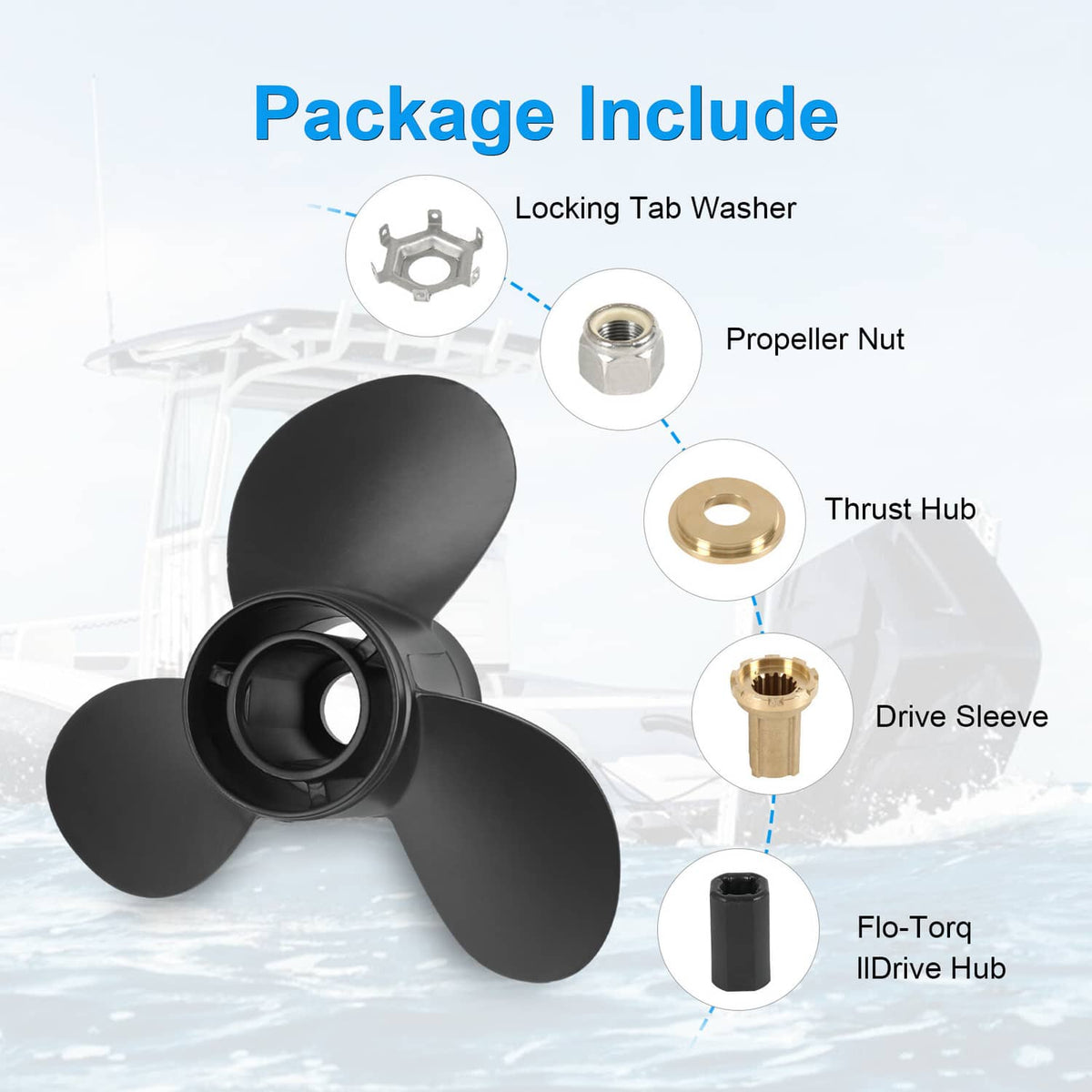Solidspare Boat Propeller 13.25"x 17 Pitch for Mercury 48-77344A45 40-140 HP OEM 13-1/4x17P