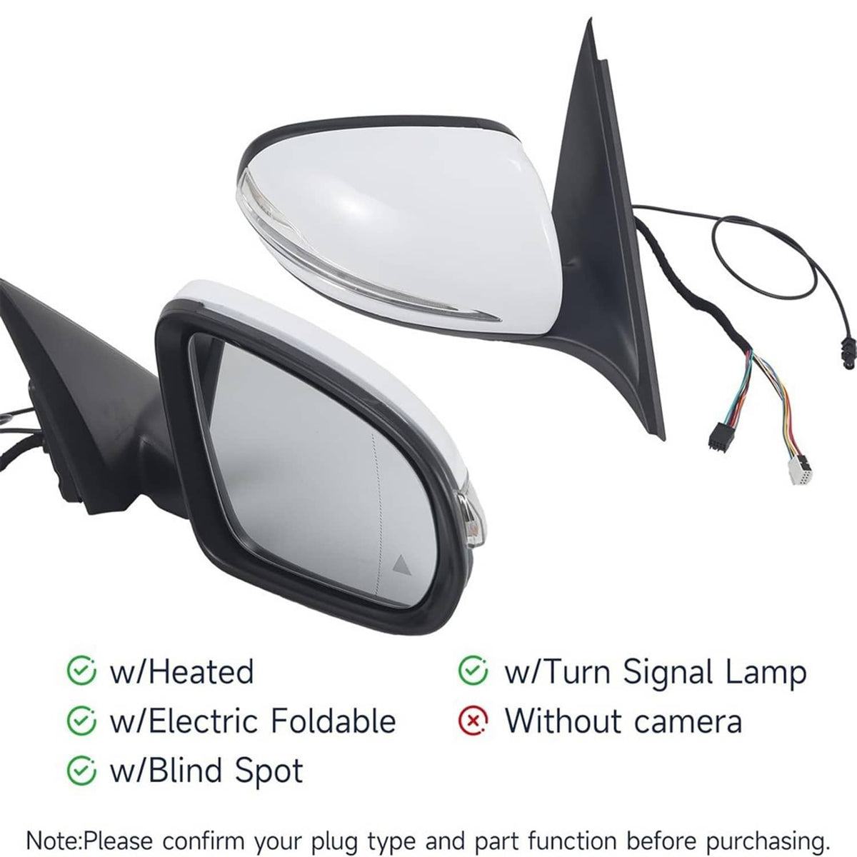 Solidspare Right Side Mirror Heated Blind Spot Fits For 2016-2021 GLC Class GLC300 Mercedes