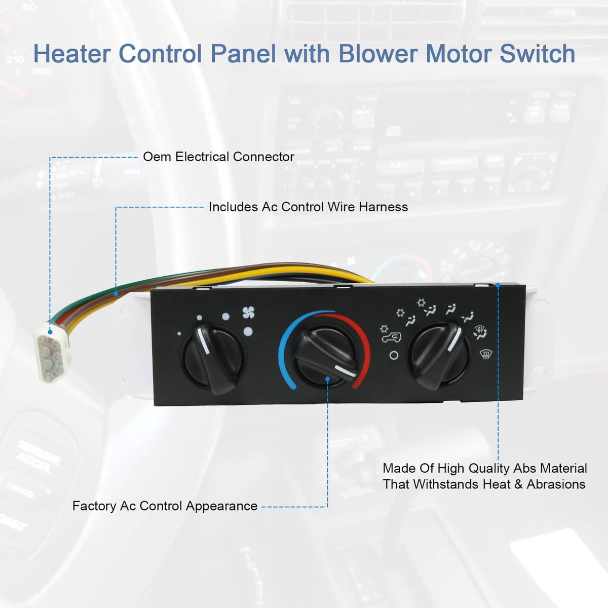 Solidspare A/C Heater Control Panel Switch For Jeep Wrangler TJ 1999-2004 Blower 55037473AB