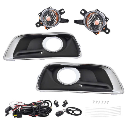 Solid Spare For Chevy Malibu 2013-2016 Fog Lights Bumper Lamps w/ Black Bezel Molding Wiring