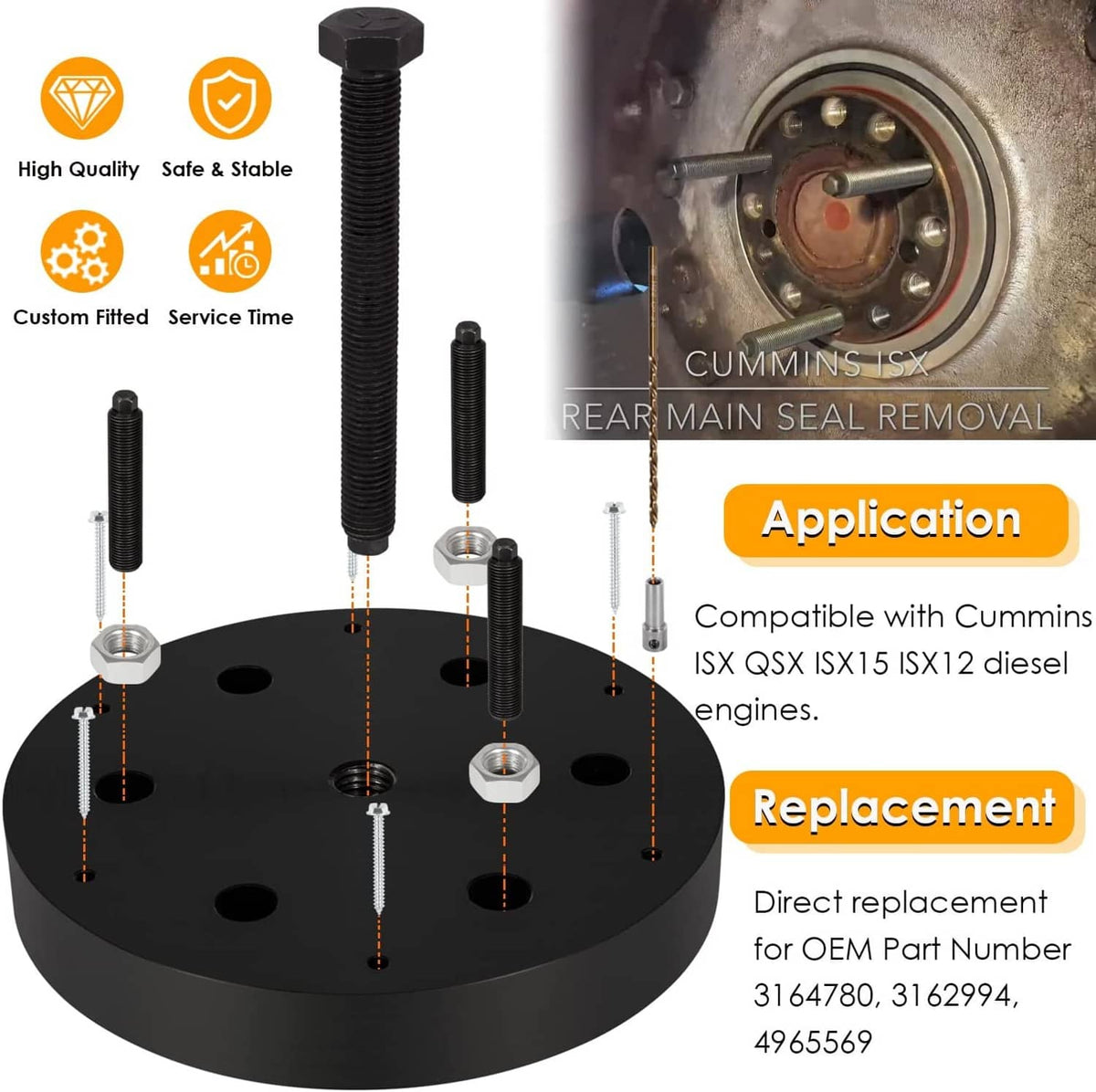 Solid Spare For Cummins ISX/QSX Front & Rear Crankshaft Seal Remover & Installer Tool Kit