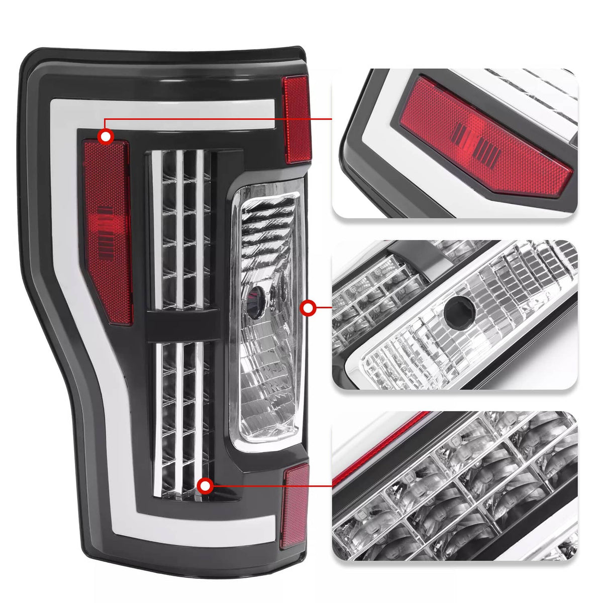 Solid Spare Smoke LED Tail Lights Lamps Pair For Ford F250 F350 F450 SD Super Duty 2017-2019