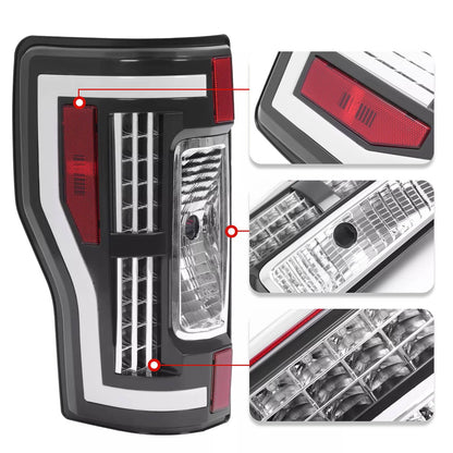 Solid Spare Smoke LED Tail Lights Lamps Pair For Ford F250 F350 F450 SD Super Duty 2017-2019