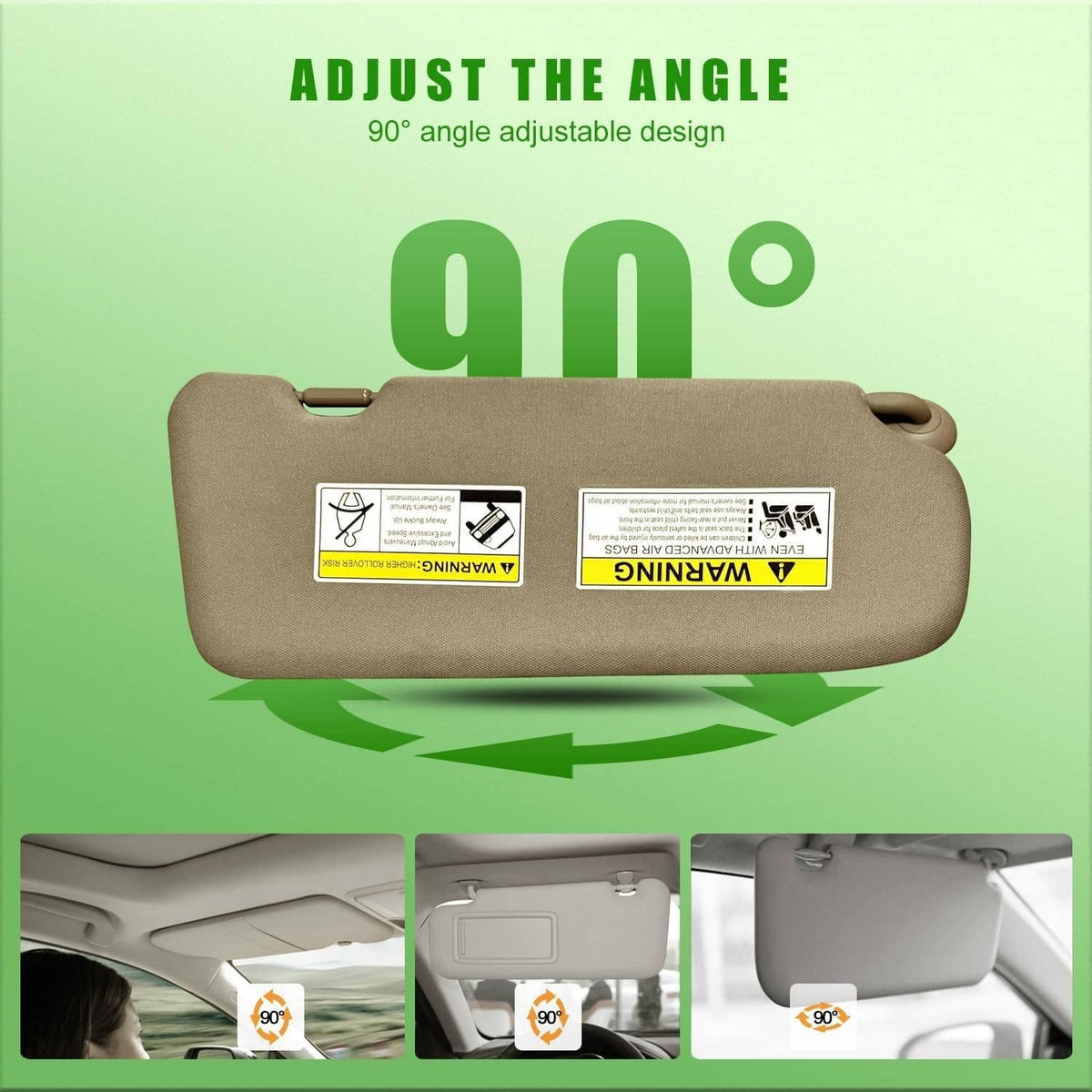 Solidspare Left Driver Side Sun Visor Beige w/Mirror & Light For 2017-2022 Honda CR-V CRV