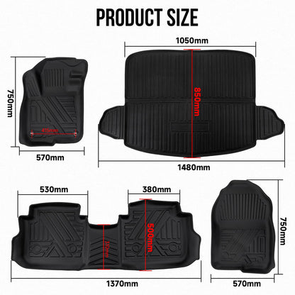 Solidspare All Season Front and Rear Floor Mats w/ Cargo Liners For Honda CR-V 2017-2022