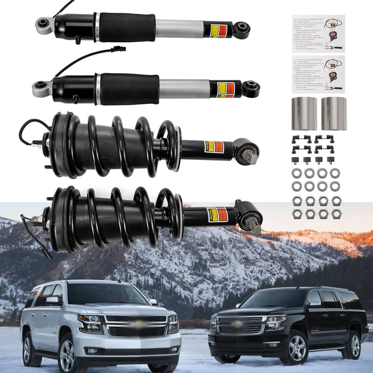 Solidspare Front & Rear Air Shocks Magnetic Ride for 15-20 Cadillac Escalade ESV Yukon GMC