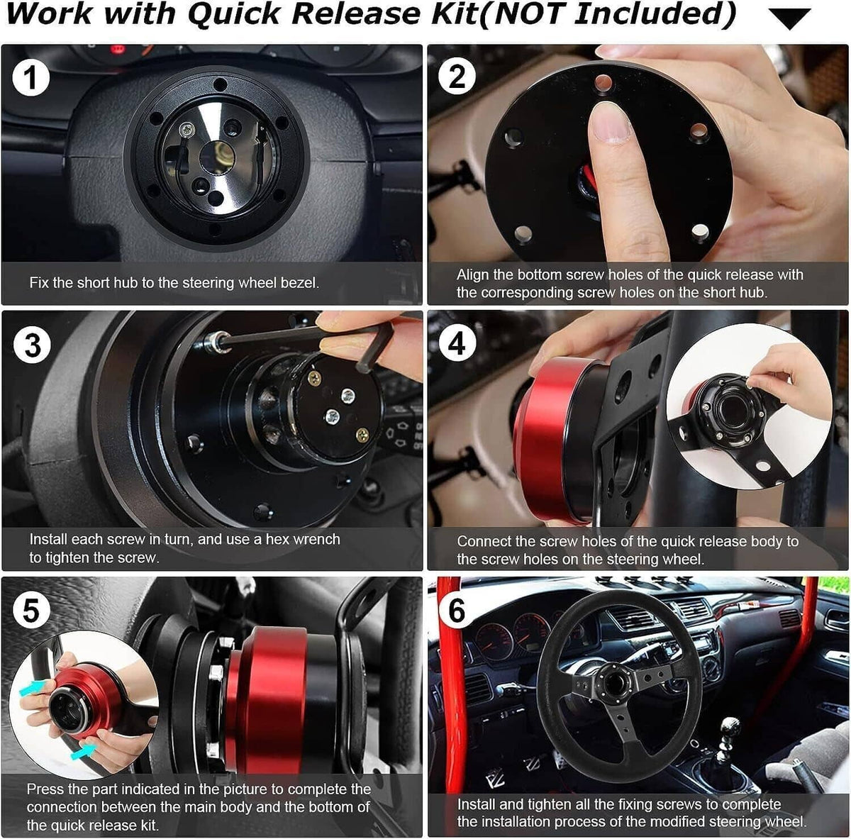 Solidspare 5 & 6 Hole Steering Wheel Short Hub Adapter For Ididit GM Chevy Aluminum Black