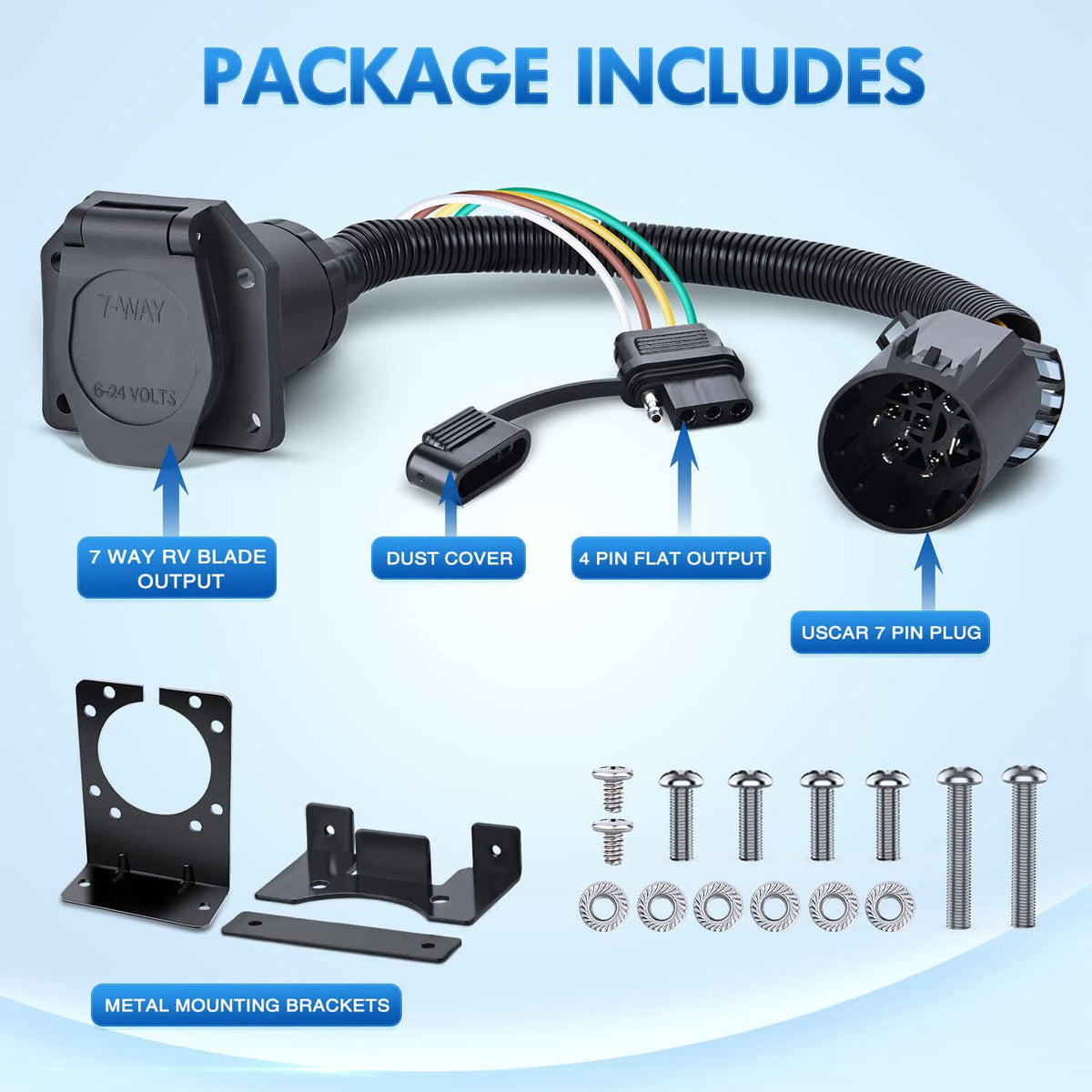 Solidspare 7 Way Trailer Wiring Harness 4 Way Flat Plug Kits For Chevy Silverado 1500 2500