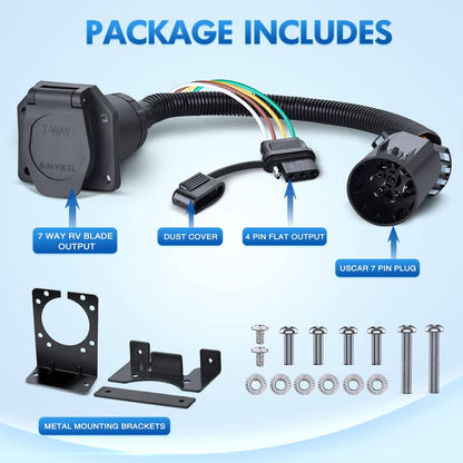 Solidspare 7 Way Trailer Wiring Harness 4 Way Flat Plug Kits For Chevy Silverado 1500 2500