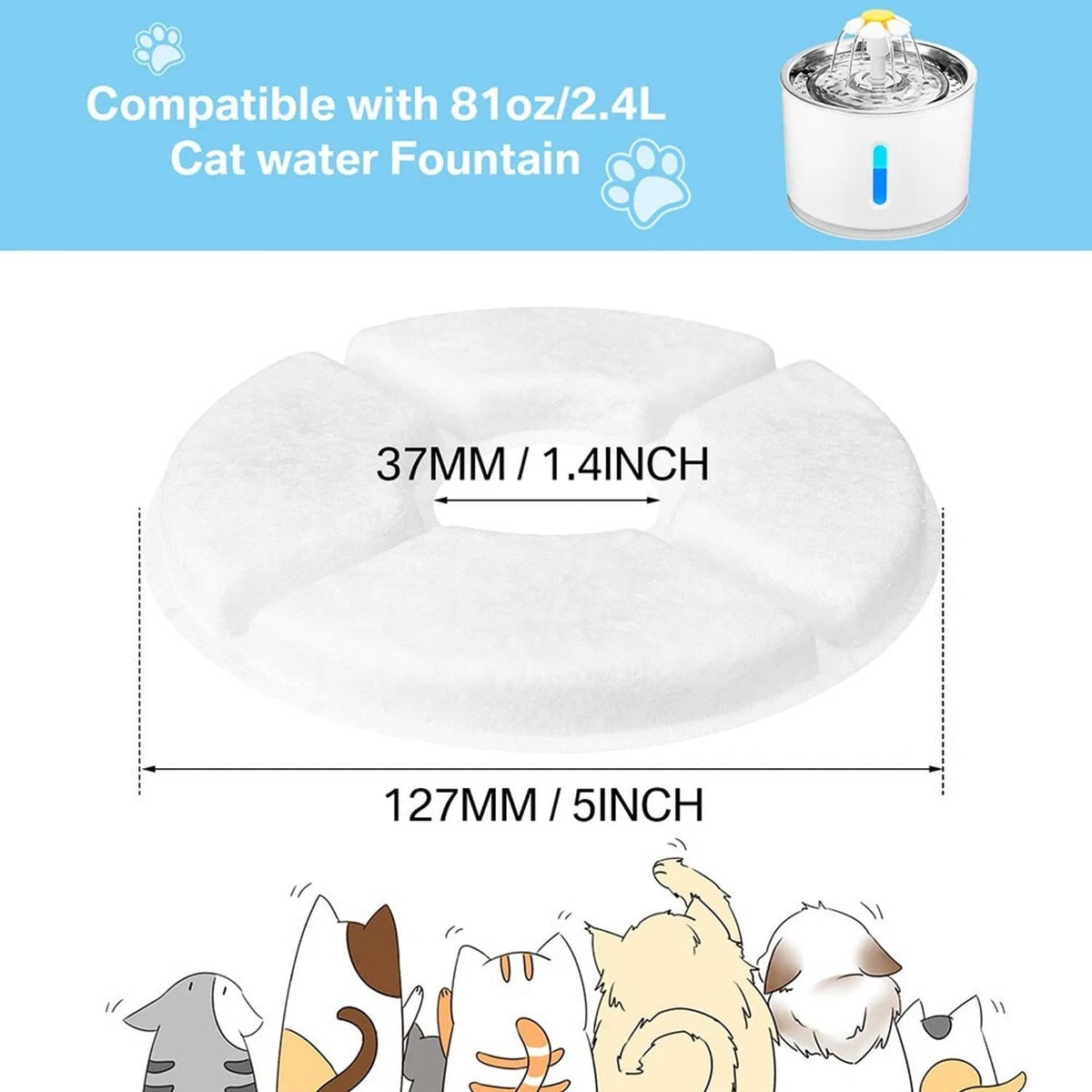 Solid Spare 12x Pet Water Fountain Replacement Filters for Catit Cat Dog Drinking Flower