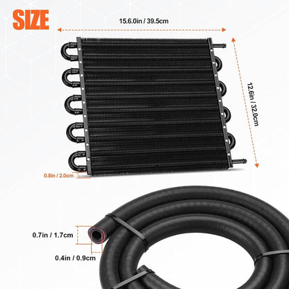 Solidspare 10 Rows Aluminum Universal Remote Transmission Oil Cooler Radiator Converter Kit