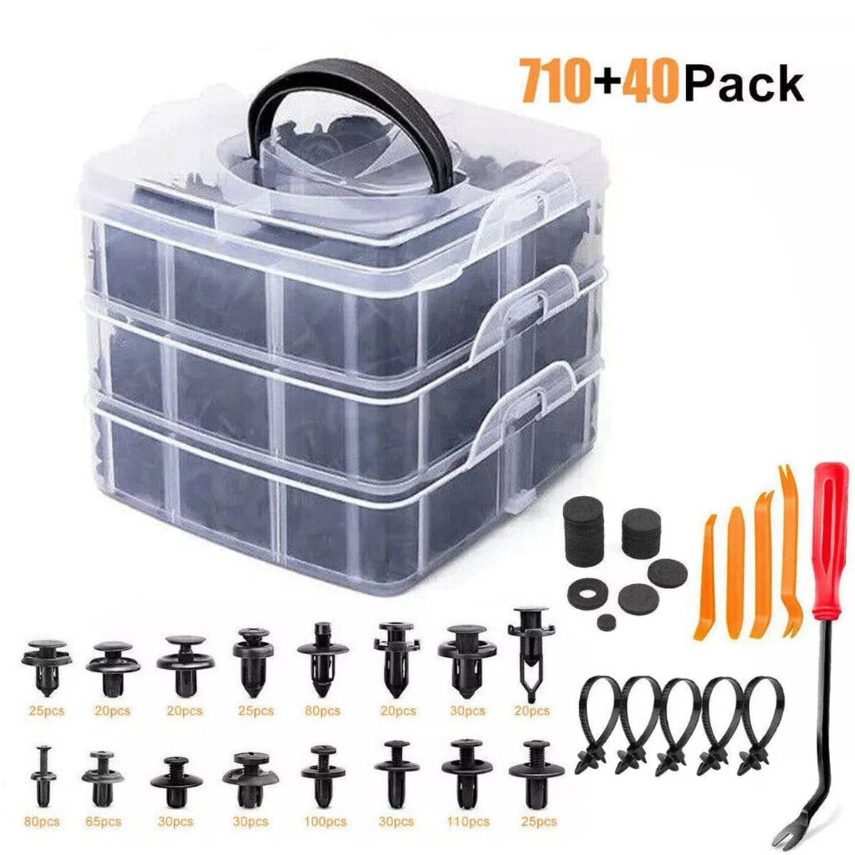 Solidspare 750 Pcs Car Retainer Clips Auto Fasteners Push Trim Clips Pin Rivet Bumper Kit