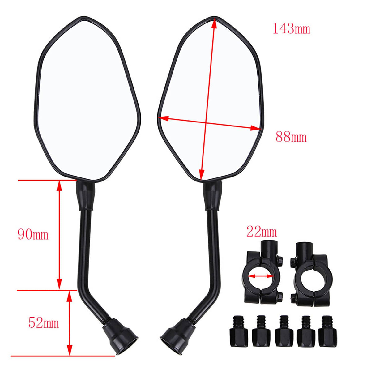 Solidspare ATV Rear Side View Mirrors w/ 7/8" Handlebar For Can-Am DS250 Polaris Sportsman